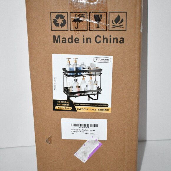 STICKGOO 2-Tier Over The Toilet Bathroom Organizer, Wall Mounted Storage Shelf, - Picture 2 of 2